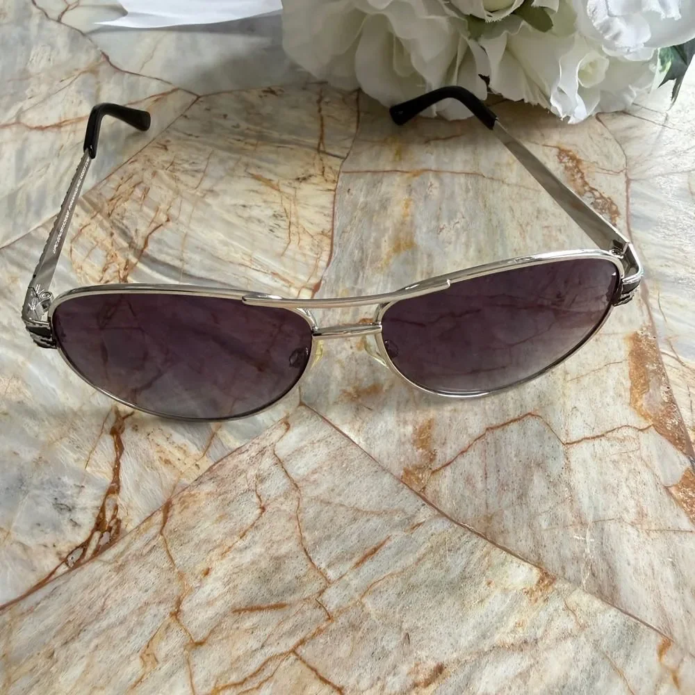 Piranha Silver‎ Zebra Print Rhinestone Aviator Sunglasses Purple 83474 PC 105